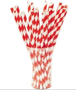 25x Retro PAPER STRAWS Biodegradable Vintage Party Birthday Christmas Tableware - Picture 1 of 4