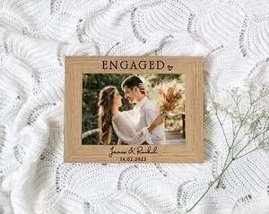 ENGAGED | Personalised Engagement Photo Frame | Engraved | 7x5 or 6x4 Picture Fr - Picture 1 of 4