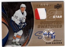 2008-09 Upper Deck Trilogy Scripted Swatches Auto #2NDSM Sam Gagner 11/25 *S1250