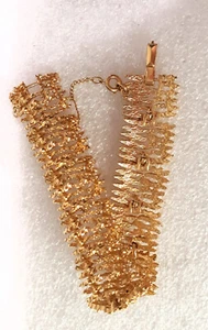High End Designer Dorian Goldtone Link Bracelet, D'Orian Gold nuggets pattern - Picture 1 of 12