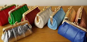 Womens Leather Purse Large Clip Top New Vintage Retro Coin Pocket Pouch Style - Picture 1 of 12