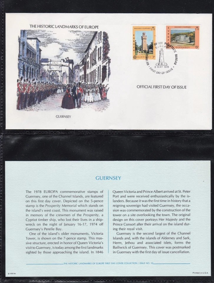 GUERNSEY  1978 FIRST DAY OVERSIZED COVER EUROPA ARCHITECTURE + CARD + CACHET - Image 1 of 1