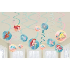 Ariel The Little Mermaid Disney Princess Party Swirls Hanging Decorations x 12 - Picture 1 of 1