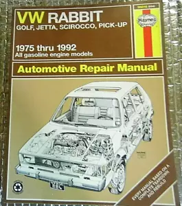 Haynes Auto Repair 1975-92 VW Volkswagen Gold Jetta Scirocco Pickup All Gasoline - Picture 1 of 6