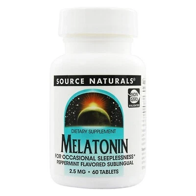 Source Naturals мелатонин 2,5 мг, мята перечная, 60 таблеток - Изображение 1 из 4