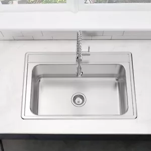 ZUHNE Drop-In Stainless Steel Single Bowl Kitchen, Bar and Laundry Utility Sink - Picture 1 of 33
