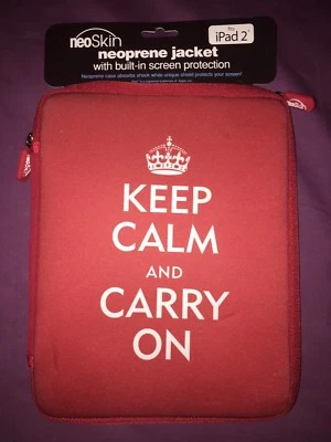 NeoSkin Neoprene Jacket W/ Built-In Screen Protection Fits iPad 2 Keep Calm Logo - Image 1 of 3
