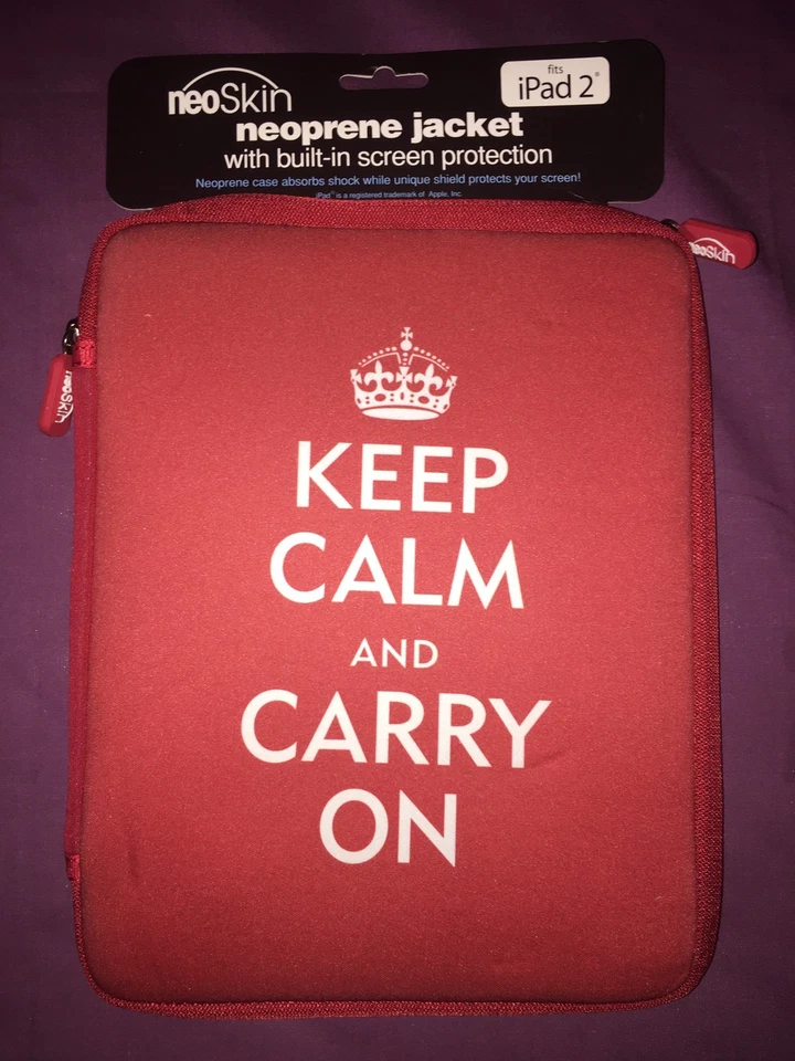 NeoSkin Neoprene Jacket W/ Built-In Screen Protection Fits iPad 2 Keep Calm Logo - Image 1 of 3