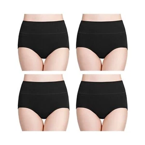 Women's High Waisted Comfy Cotton Underwears Full Briefs Panties 4 Pack X-Small - Picture 1 of 6