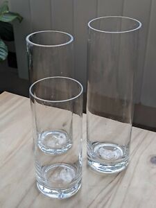 Maison & White Glass Candle Cylinders Clear - Set of 3