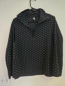 Exertek Fleece Jacket Womens M Black White PolkaDot 1/2 Zip Lightweight Pullover - Picture 1 of 5
