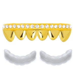 Para hombre Helado Grillz Hip Hop Enchapado en Oro Gorra Inferior Dientes S607 G 1 Ext Molde Barra - Imagen 1 de 3