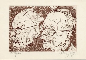 Friedebert Tuglas, Estonian Writer, Art Print Etching Ex libris by Evald Okas - Picture 1 of 2