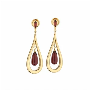 Di Modolo 18K gelbvergoldet Sterlingsilber Fiamma Tropfen Granat Ohrringe - Bild 1 von 1