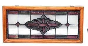 Panel colgante con marco de madera ventana 26" x 12" de colección vitral travesaño con cadena - Imagen 1 de 5