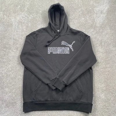 Puma Hoodie Mens Size L Gray Logo Graphic Pullover Sweatshirt Casual Activewear - Image 1 of 4
