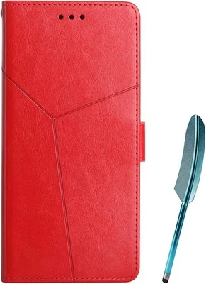 ZTE Blade V30 Vita Shockproof Wallet Case | Red PU Leather | Kickstand | Stylus - Image 1 of 4