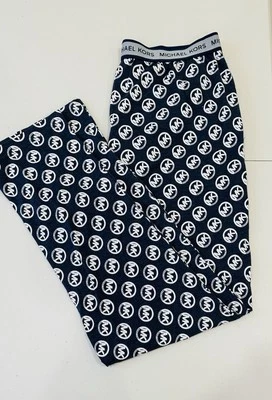 Pantalones de pijama Michael Kors para hombre azul blanco logotipo deletreado en todos los bolsillos talla L Foto 1 de 4