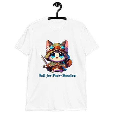 Camisa DnD - Rollo para Ronroneo-Suasión Gato D&D Aventurero Mazmorras y Dragones Camisa Foto 1 de 4