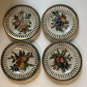 "Juego de 4 platos decorativos de borde reticulado de 5" JUWC Orie diseño de frutas de 4,75"" de diámetro" - Imagen 1 de 7