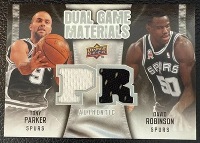 2009-10 cubierta superior Tony Parker David Robinson materiales de juego dual #DG-TD Foto 1 de 4