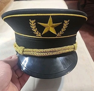 Piloten Schirmmütze Gold Stern & Seil schwarz MUSS GEREINIGT WERDEN - FOTO ZEIGT - Bild 1 von 10