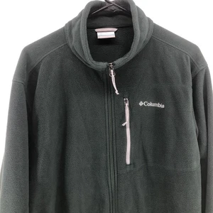 Columbia Jacket Mens XL Green Gray Accent Full Zip Fleece Hiking Outdoors Casual - Picture 1 of 8