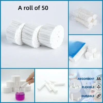 Dental Cotton Rolls Disposable Absorbent Nonfat Cotton Roll 100Pcs - Image 1 of 4