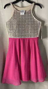 Rare Editions Girls Special Occasion Fuchsia Rainbow Jewel Bodice Dress 14 NEW - Picture 1 of 8