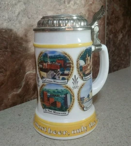 CLEARANCE G Heileman Brewing Co. Stein 24oz Milk Glass Bieseidal BMF Frankenmuth - Picture 1 of 7