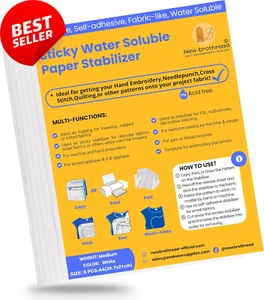 6PCS A4 Sticky Water Soluble Embroidery Stabilizer, Medium Weight, Printable - Picture 1 of 12