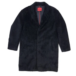 Hugo Boss Coat XL / 2XL Men Black Sherpa Fleece Overcoat Deep Pile Merlon Teddy - Picture 1 of 23