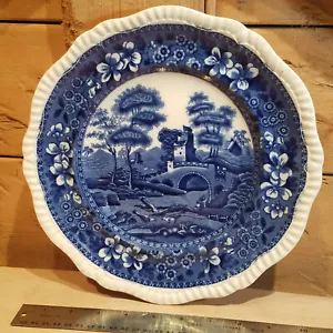 Piatto da portata Copeland Spode's Tower Transferware bordo Gadroon 10,5" - fienile swanky - Foto 1 di 12