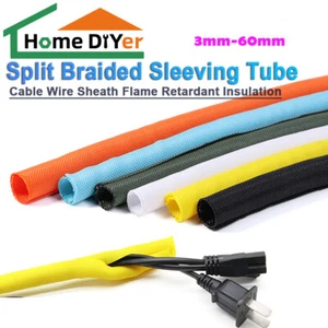 Split Geflochtene Schlauch Rohr Kabel Draht Mantel Flammhemmende Isolierung - Picture 1 of 7