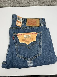 Levis Jeans Men 38x32 Light Blue 501 Straight Leg Button Fly Y2K 2008 BNWT - Picture 1 of 9
