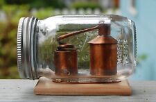 Tiny Copper Moonshine Liquor Still Replica Model Inside Small Glass Mason Jar