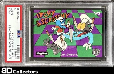ITCHY & SCRATCHY WIGGLE PSA 9 POP 1 NONE HIGHER #W3 1994 Skybox Simpsons II MINT - Image 1 of 3
