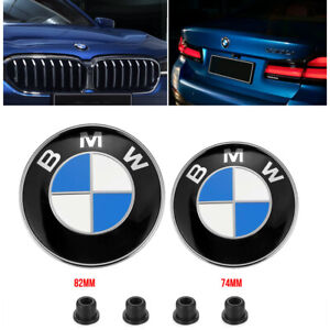 2PC Front Hood & Rear Trunk (82mm & 74mm) for BMW Badge Emblem 51148132375