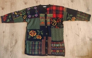Vintage Laura Ashley Woll Strickjacke Medium / Large Cottagecore Granny gemustert - Bild 1 von 9