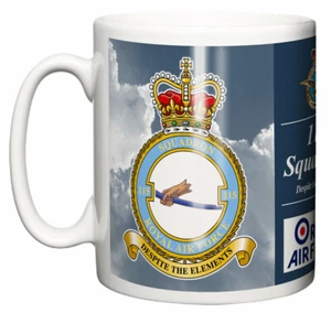 Taza de café de cerámica RAF 115 Squadron, lema de la cresta, base Wittering Royal Air Force - Imagen 1 de 5