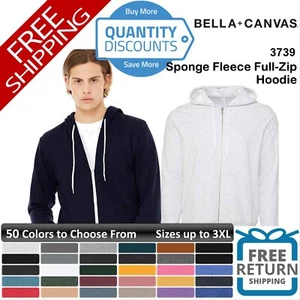 🔥 Bella + Canvas Men Sponge Fleece Full-zip Hoodie Sweatshirt Up To 3XL 3739 b - Picture 1 of 160