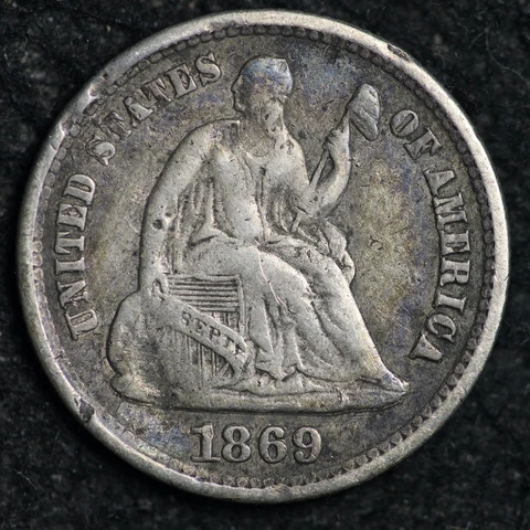1869-S Seated Liberty Silver Half Dime CHOICE XF FREE SHIPPING E113 RMT Cover