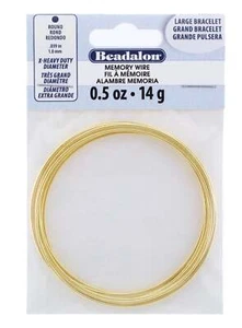 Beadalon Memory Wire Gold Extra Heavy Duty Large Bracelet 0.50 oz (1mm .039in) - Picture 1 of 9