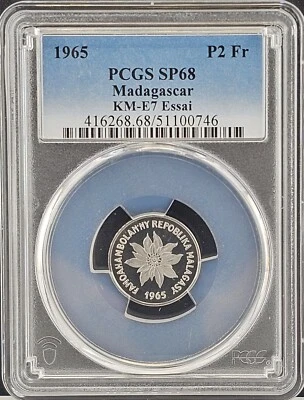 1965 Madagascar 2 Francs Essai | PCGS SP68 | Very Limited Mintage Pattern Strike - Image 1 of 4