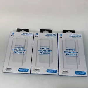 3X AT&T Tempered Glass Antimicrobial Screen Protector iPhone 14 Plus/13 Pro Max - Picture 1 of 3
