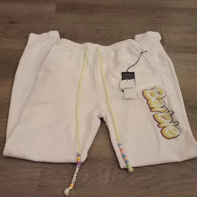 NWT  Barbie Terry Cloth Sweatpants Joggers Limited Edition White Size S - Image 1 of 4