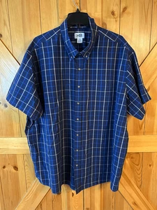 HB Harbor Bay Shirt Collared Plaid Short Sleeve Button Up Size 3XL (8679) - Picture 1 of 6