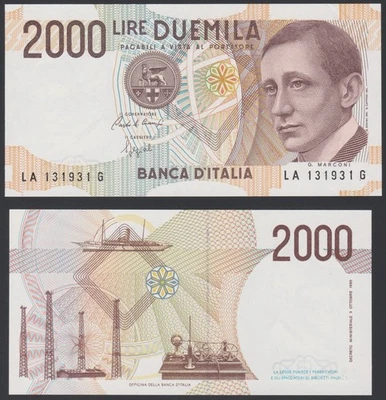 Italy 2000 lire 1990.10.03. Guglielmo Marconi & Ship P115 Prefix LA-G aUNC #3 - Image 1 of 4