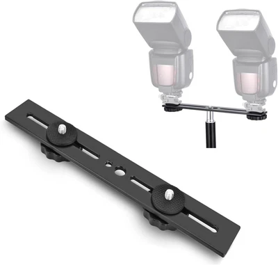 Soporte de flash doble 8 pulgadas/20,3 cm soporte de trípode de montaje para cámara con 1/4 tornillo Hot Sho Foto 1 de 4