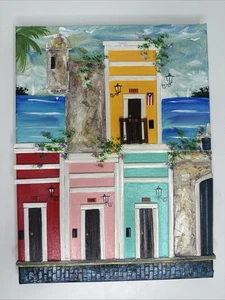 Pintura Hecha a Mano. Viejo San Juan Puerto Rico. Acrílico Sobre Canvas. 9x12 - Picture 1 of 14